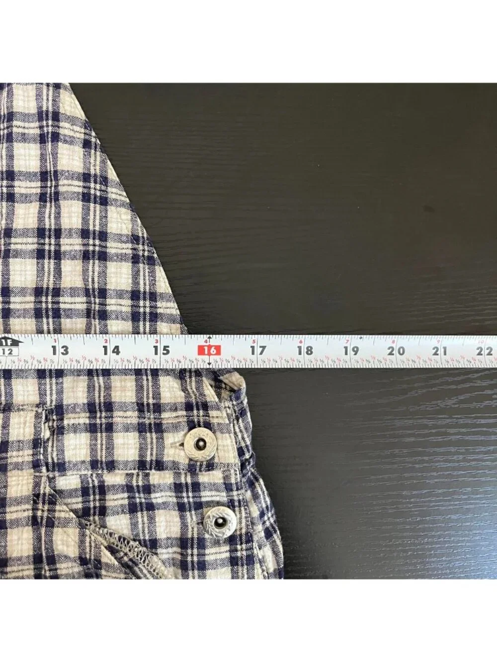 90s navy cream plaid artsy cottagecore cotton linen overall shorts